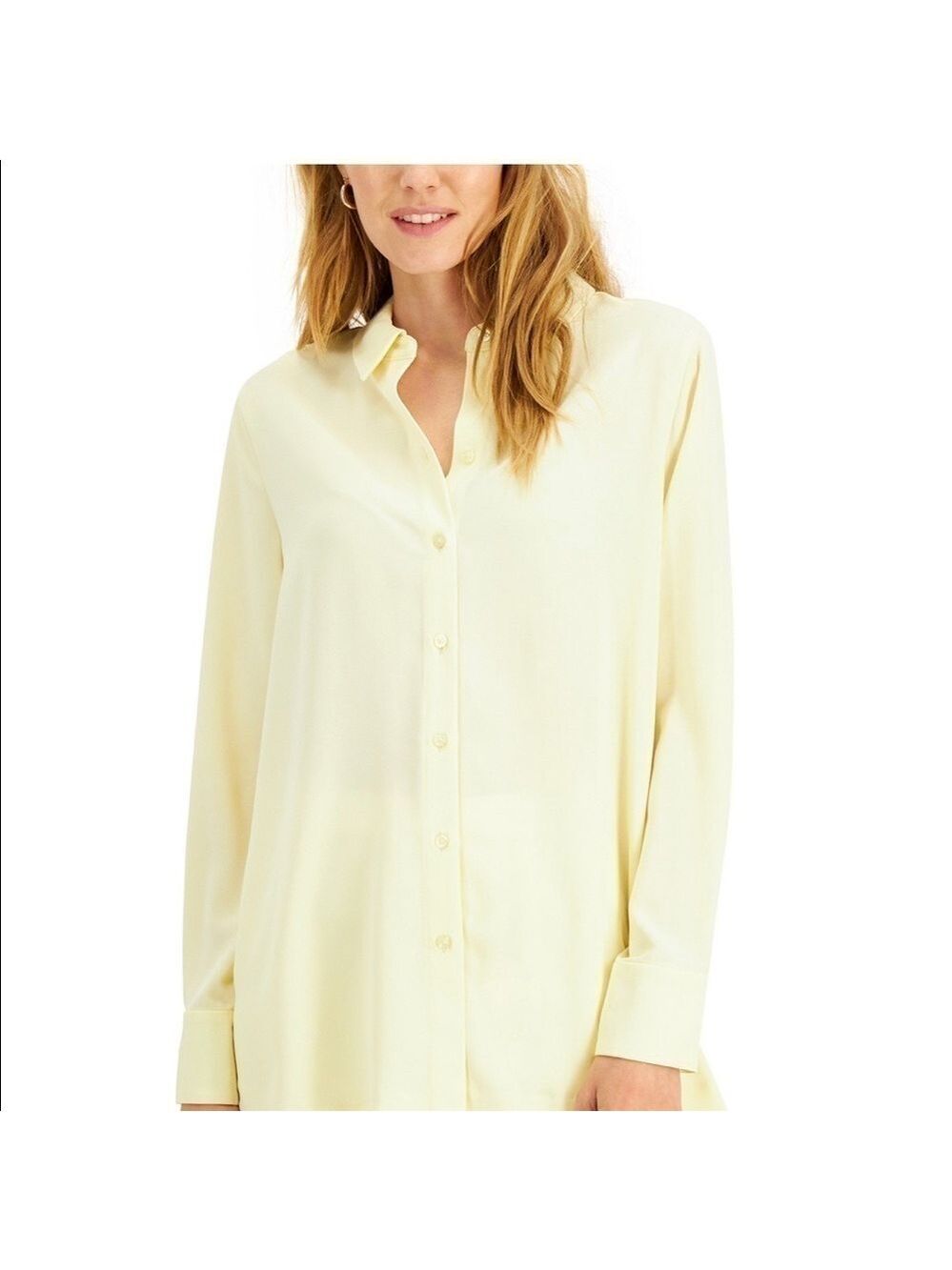 Alfani Sweet Yellow Button-Front Top Blouse